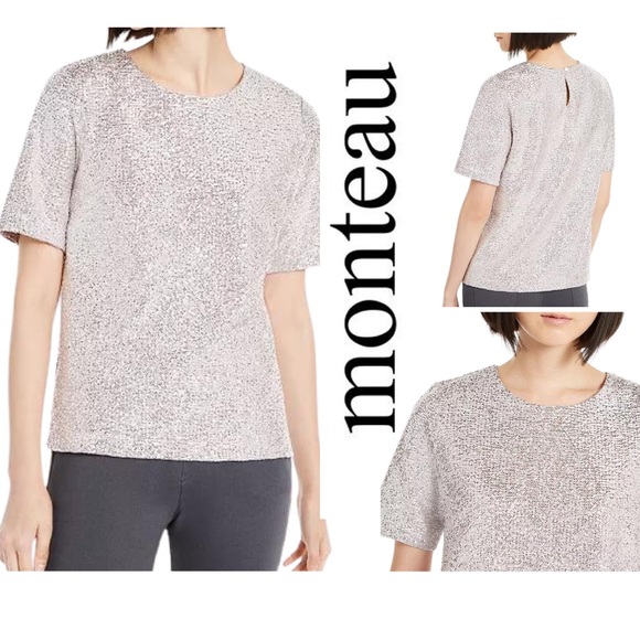 ✨NWT✨ Monteau Los Angeles Short Sleeve
Shirt Rose Gold Metallic Size S - Picture 1 of 11